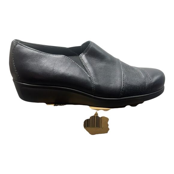 SAS Nora Black 10 M Lizard Print Embossed Leather Slip On Loafers - Picture 6 of 10